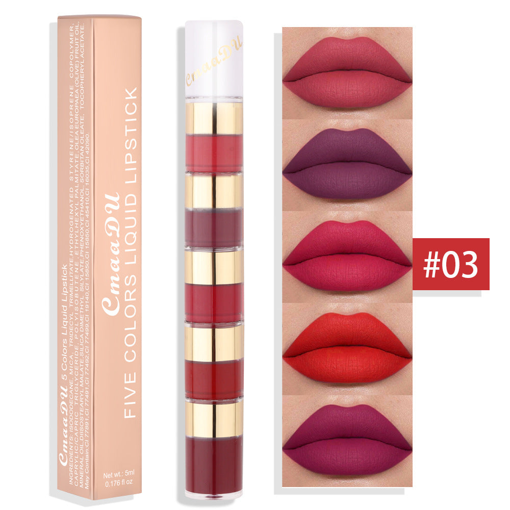 Waterproof 5 Color Matte Lip Gloss with Bamboo Joint