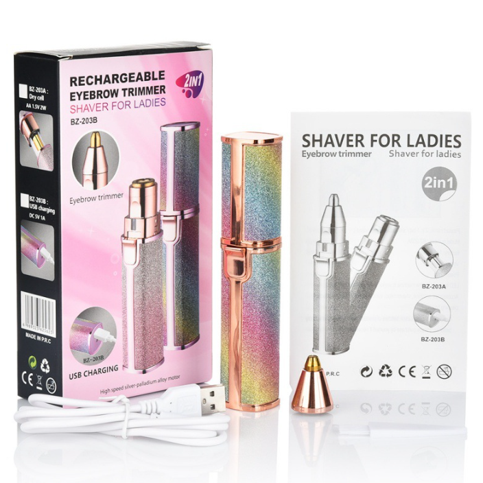 Rechargeable Women's Eyebrow Trimmer & Hair Remover - 2-in-1