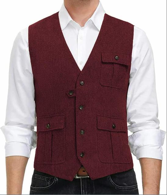 New Arrival Men's Tweed Wool Casual Vest for Weddings