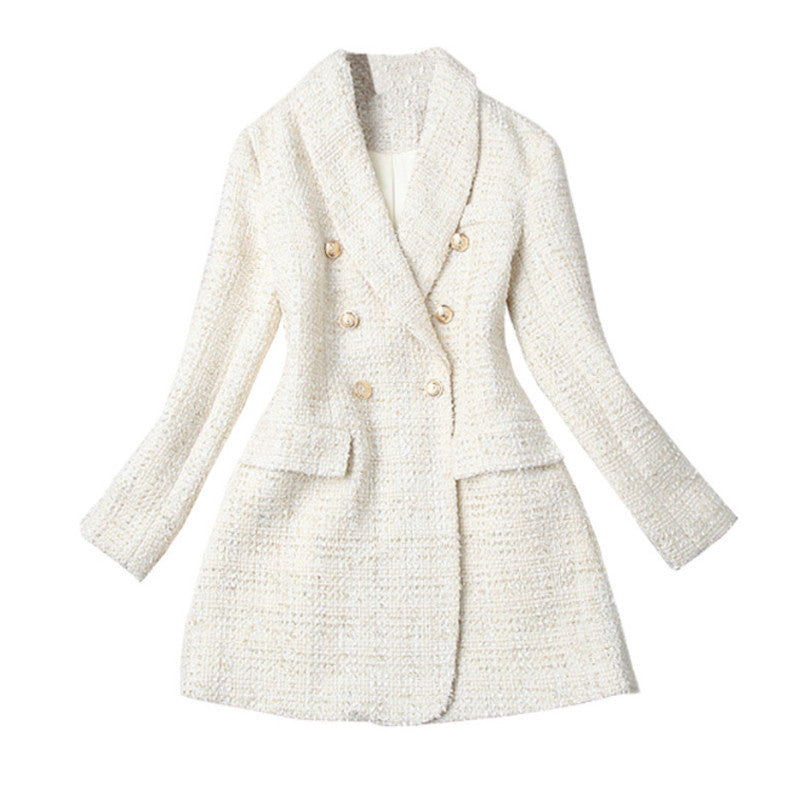 Chic Double-Breasted Tweed Blazer for Women