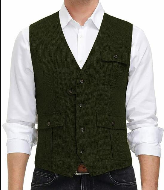 New Arrival Men's Tweed Wool Casual Vest for Weddings