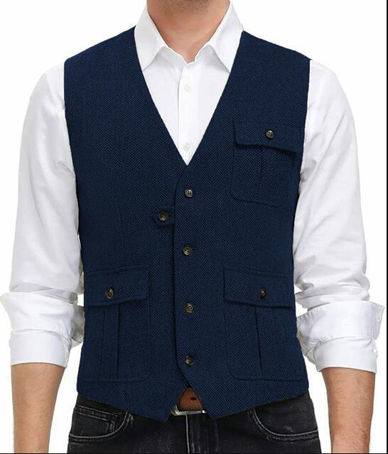 New Arrival Men's Tweed Wool Casual Vest for Weddings
