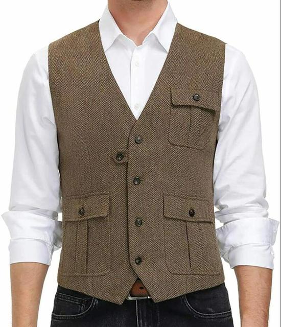New Arrival Men's Tweed Wool Casual Vest for Weddings