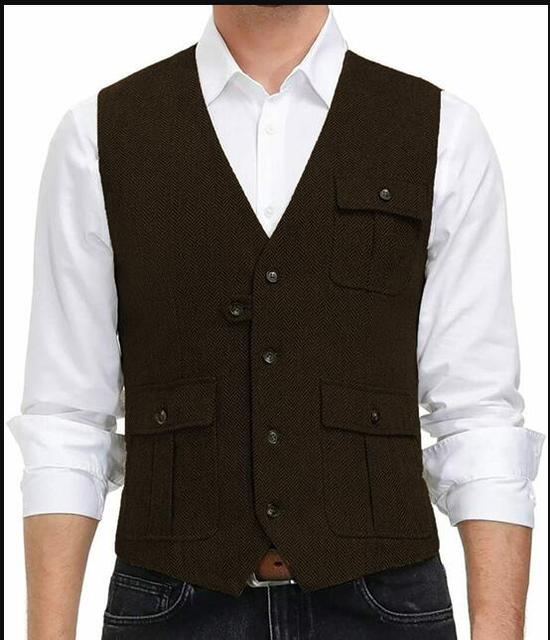 New Arrival Men's Tweed Wool Casual Vest for Weddings