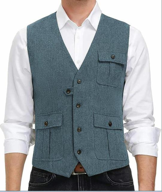 New Arrival Men's Tweed Wool Casual Vest for Weddings