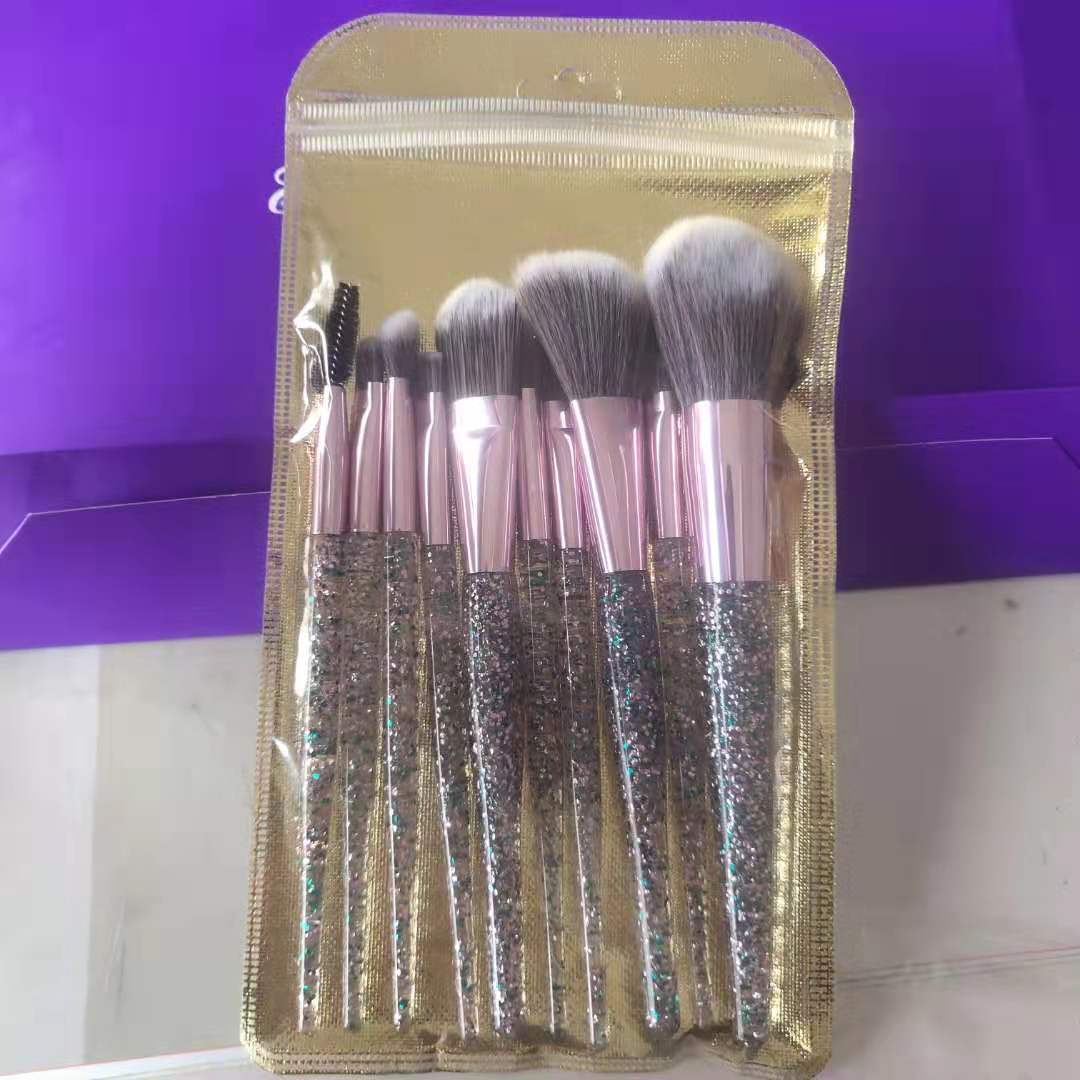 Professional 10-Piece Makeup Brush Set - Synthetic Fiber Brushes
