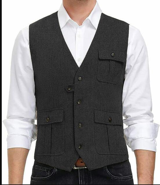 New Arrival Men's Tweed Wool Casual Vest for Weddings