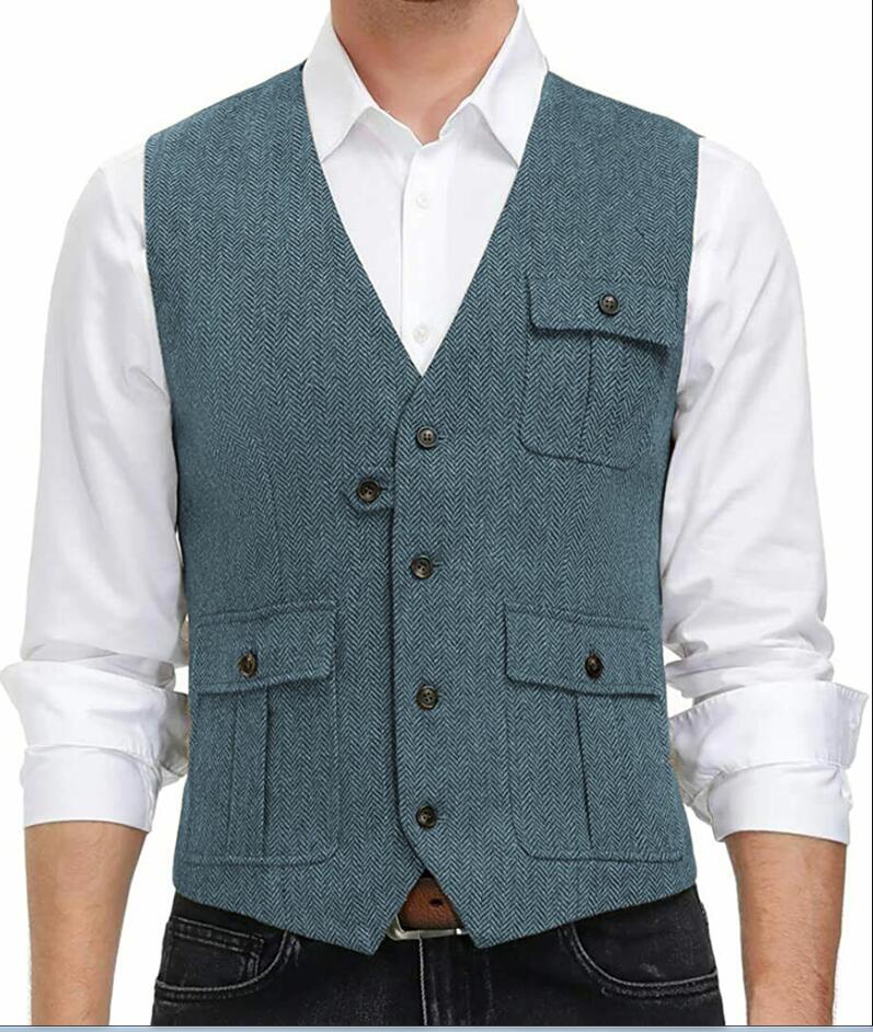New Arrival Men's Tweed Wool Casual Vest for Weddings