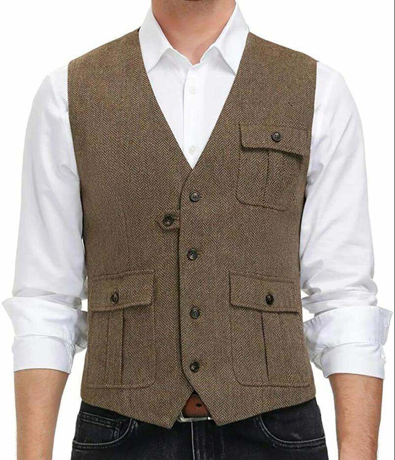 New Arrival Men's Tweed Wool Casual Vest for Weddings