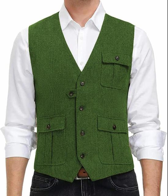 New Arrival Men's Tweed Wool Casual Vest for Weddings
