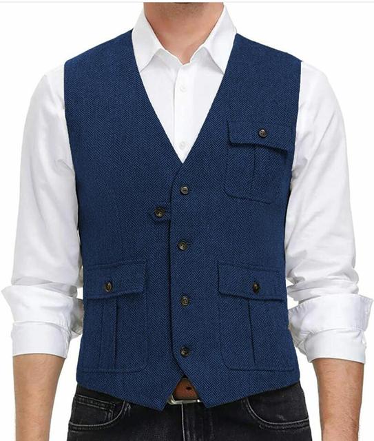 New Arrival Men's Tweed Wool Casual Vest for Weddings