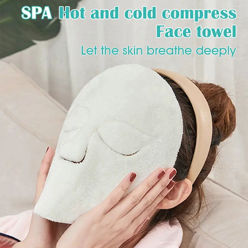 Reusable Coral Fleece Hot Compress Towel - Spa Facial Mask 24cm