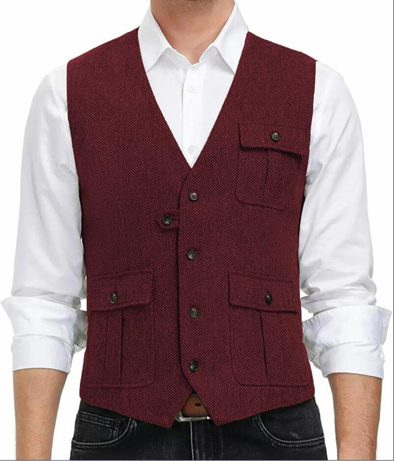 New Arrival Men's Tweed Wool Casual Vest for Weddings