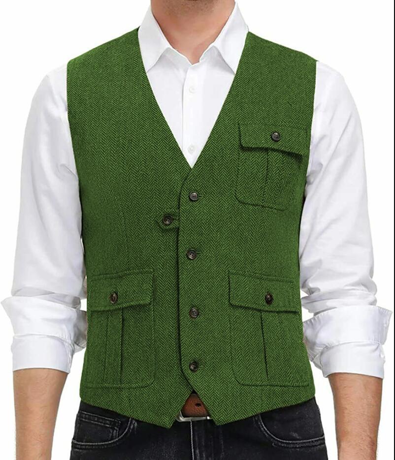 New Arrival Men's Tweed Wool Casual Vest for Weddings